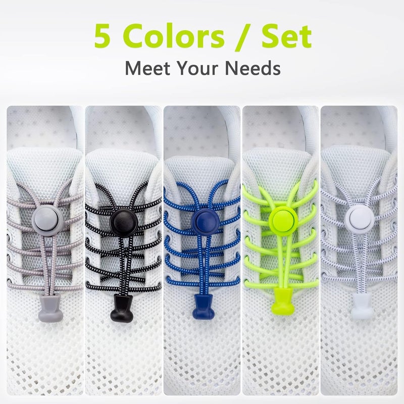 AIXMEET 1 Pair / 5 pairs No Tie Shoe Laces for adults, Elastic Shoe laces,shoelaces tieless, no tie shoelace for kids - Image 2