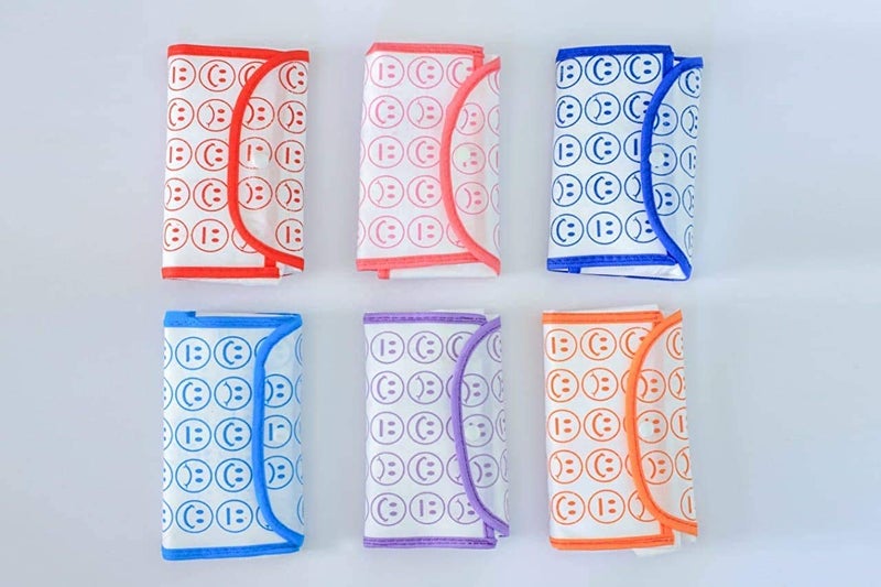 DCloud Hub Set of 6 Foldable Reusable Bags Smiley Printed BagsShopping Bags Kitchen EssentialsGrocery BagVegetable Bagthela with Full Handles - Image 1