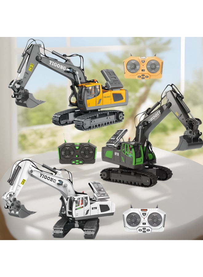 Customer Order Special 11-way Large 2.4G Alloy Remote Control Excavator Self-unloading Earth-pushing Project Tank Toy-Color:Bc1046 Plastic 9-way Push Remote Control Soil Machine  - Image 5