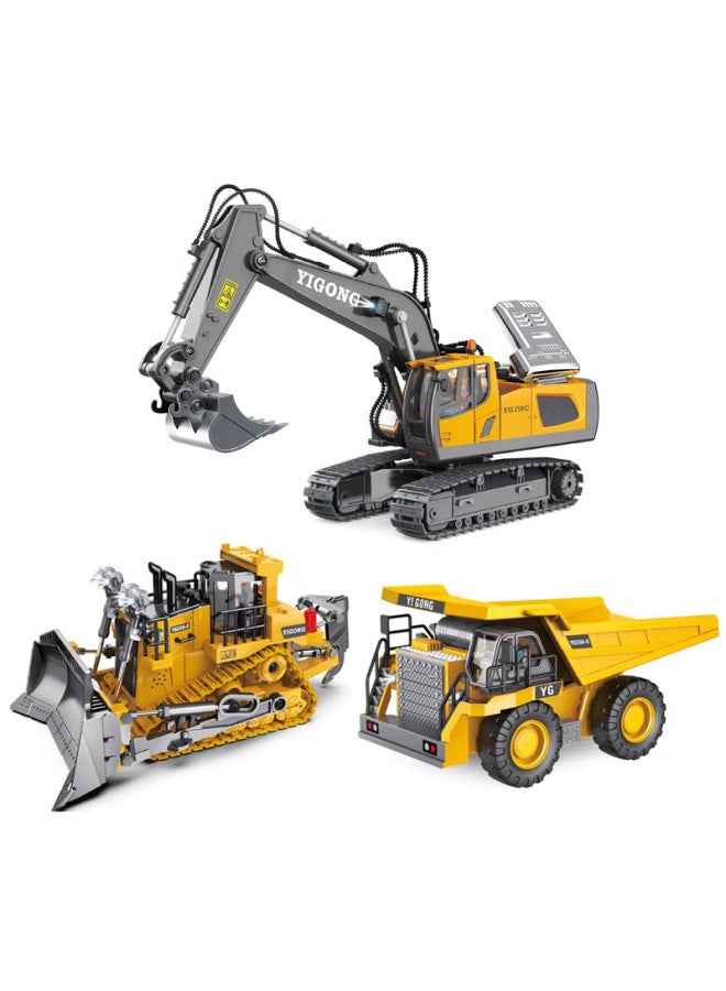 Customer Order Special 11-way Large 2.4G Alloy Remote Control Excavator Self-unloading Earth-pushing Project Tank Toy-Color:Bc1046 Plastic 9-way Push Remote Control Soil Machine  - Image 4