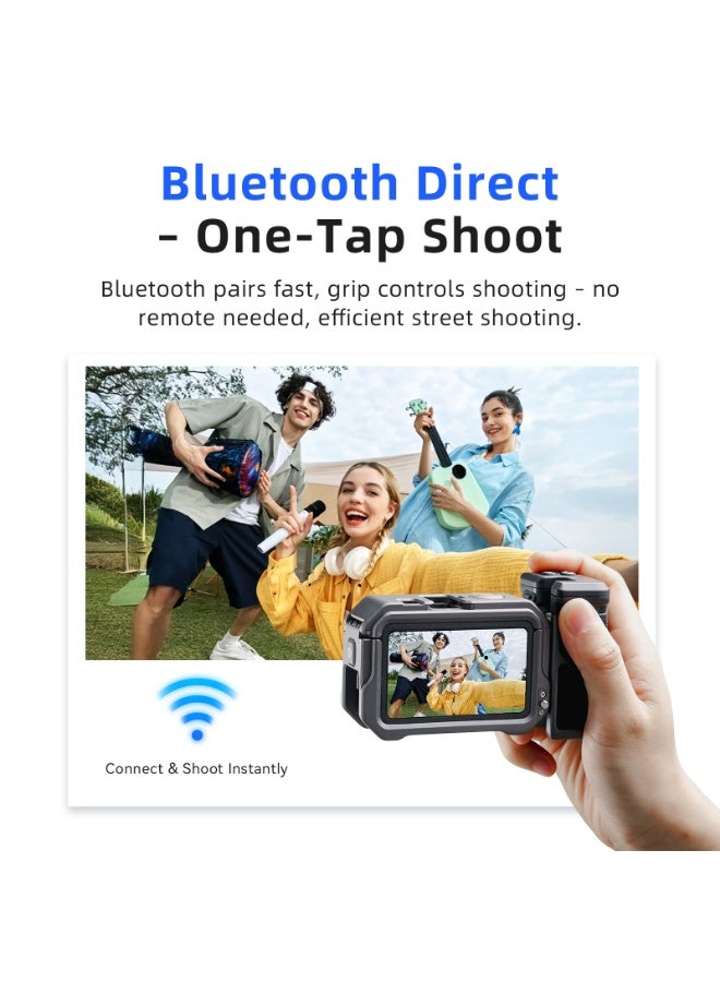 aMagisn مقبض تصوير بلوتوث لكاميرات Insta360/DJI OSMO الرياضية، تصوير بنقرة واحدة، تثبيت سريع الفك، تبديل أفقي وعمودي، وزن خفيف 107 جرام، مقبض تصوير مريح للشارع مقبض تصوير بلوتوث لكاميرات Insta360/DJI OSMO - Image 3