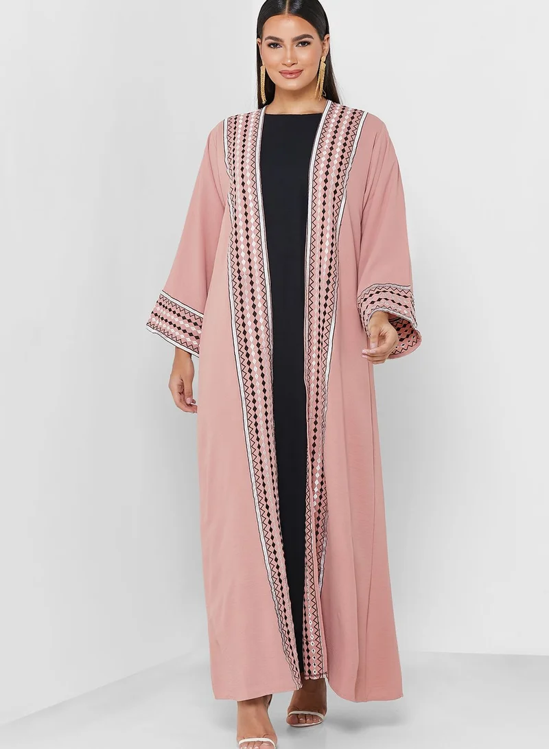 Khizana Embroidered Detail Abaya With Inner & Sheila