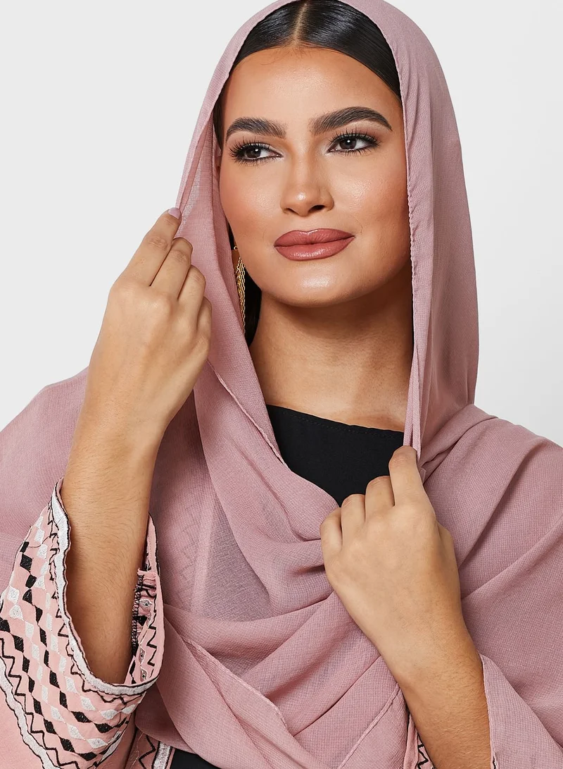 Khizana Embroidered Detail Abaya With Inner & Sheila