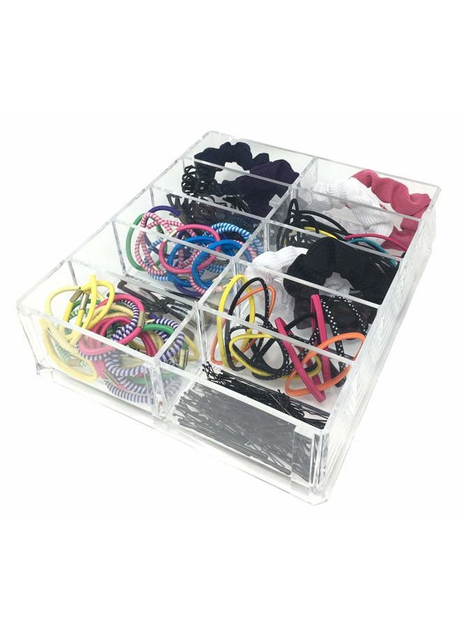 BY ALEGORY - Acrylic Hair Accessory Organizer Storage for Bows Ties Bobbi Pins Claws Barrette Silk Scarves Scrunchies Ribbon Bandana Drawer Refillable Container Tray - Image 1