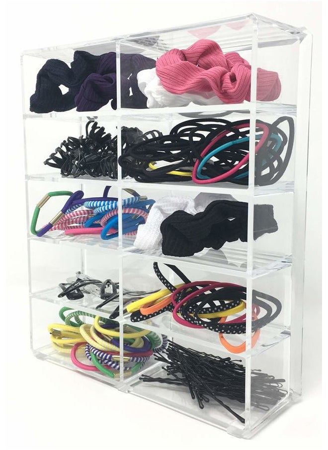 BY ALEGORY - Acrylic Hair Accessory Organizer Storage for Bows Ties Bobbi Pins Claws Barrette Silk Scarves Scrunchies Ribbon Bandana Drawer Refillable Container Tray - Image 1