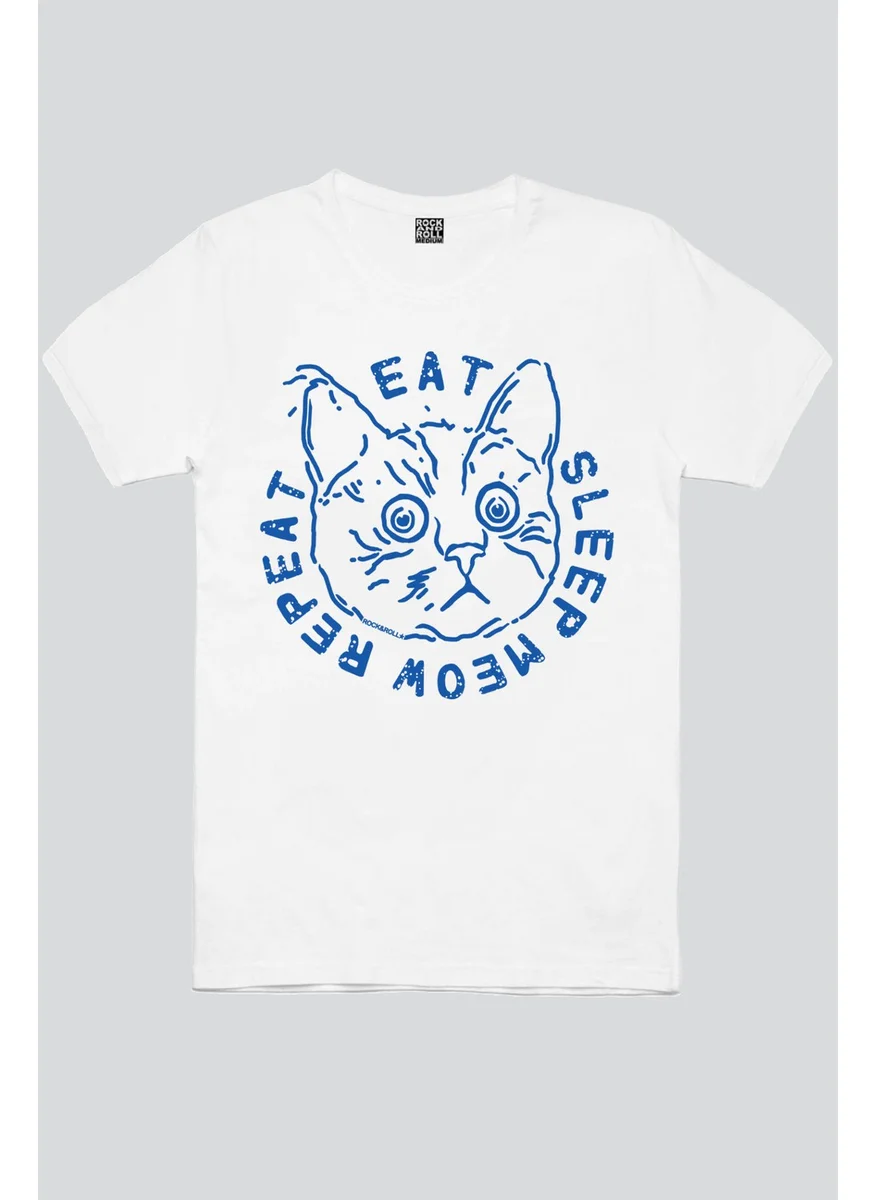 Rock&Roll Confused Cat White Short Sleeve Men's T-Shirt