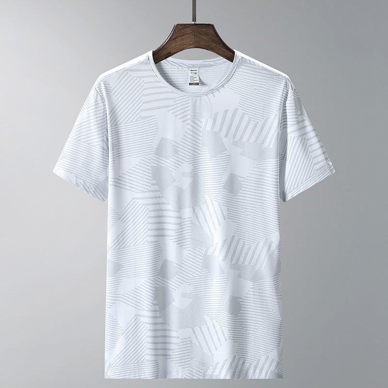 Summer Thin Breathable Quick-Drying Ice Silk T-Shirt Bottoming Shirt Trbottomy Brand Texture Large Size Short-Sleeved T-Shirt Dad Sports Top - Image 4