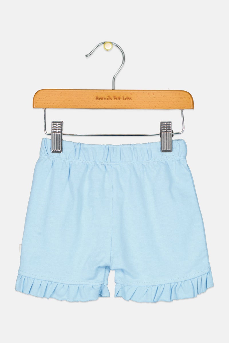 Cheekee Munkee Toddlers Girl Plain Pull On Shorts, Light Blue - Image 2