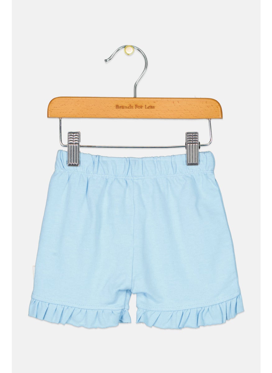 Cheekee Munkee - Toddlers Girl Plain Pull On Shorts, Light Blue - Image 1