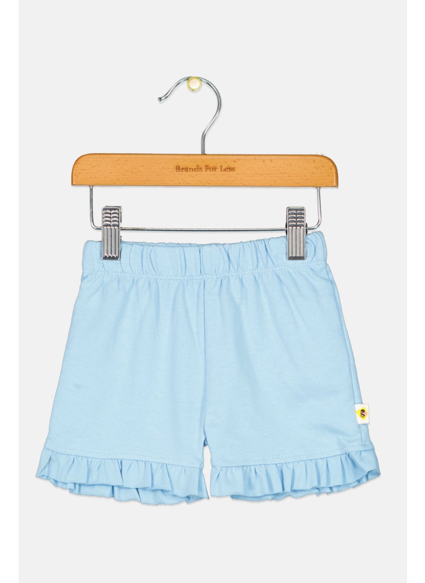 Cheekee Munkee - Toddlers Girl Plain Pull On Shorts, Light Blue - Image 1
