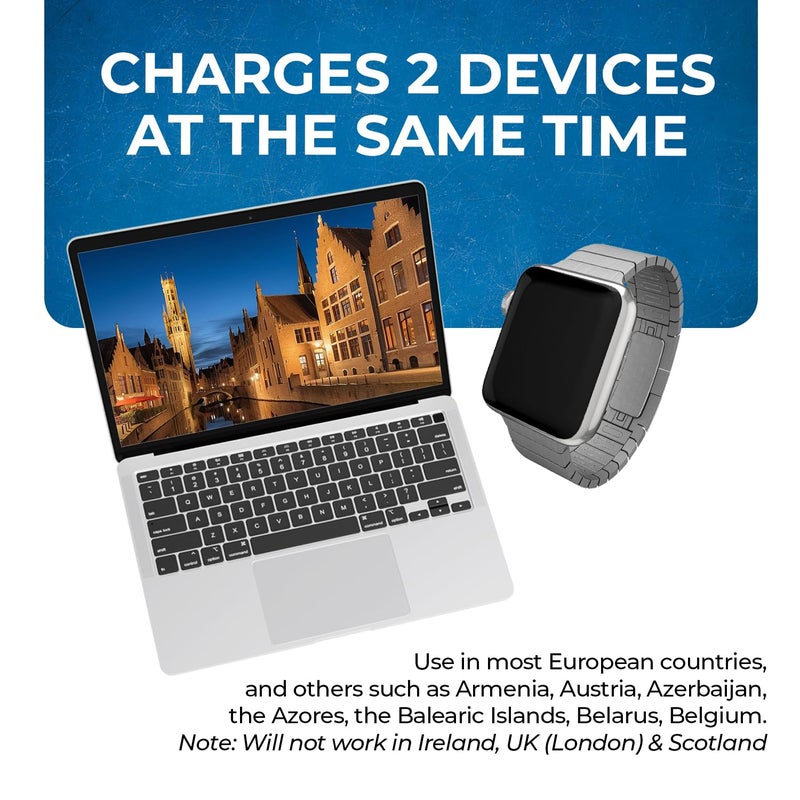 OREI Orei European Plug Adapter India to Europe Russia Turkey More Type C 2 in 1 Perfect for Laptop Camera Charger and More CE RoHS 2 Pack Beige 5 Years Warranty  - Image 4