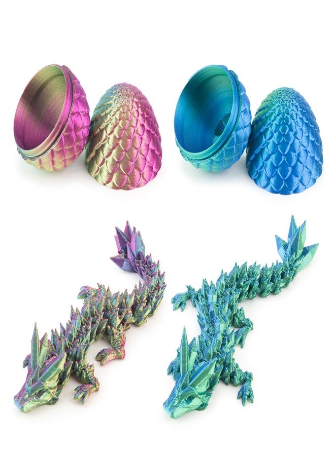 Dxldfks 2PCS 3D Printed Dragon with Egg, Small Articulated Crystal Dragons Eggs for Easter Basket Stuffers Home Office Decoration Executive Desk Toys, Pack of 2 - Image 1