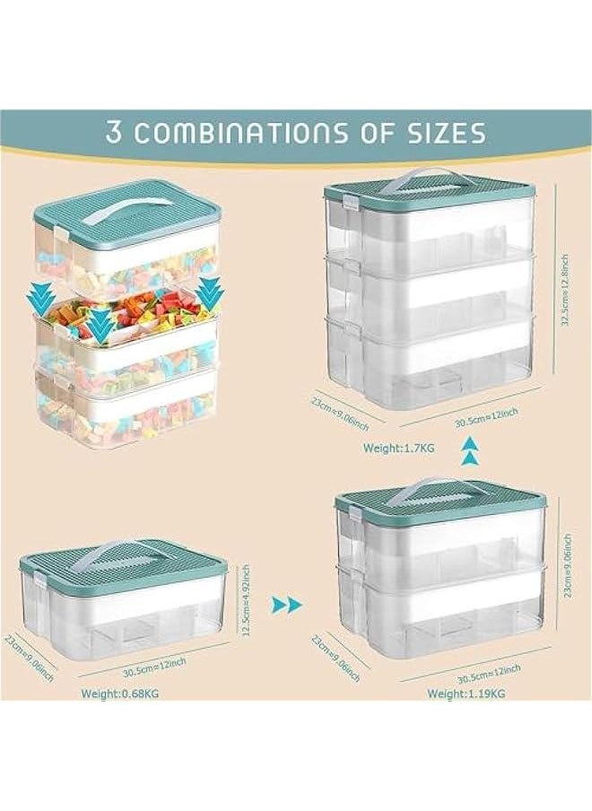 HOOKOR - Cube Toy Storage Organizer Bins with Lid for Lego,3 Layers Stackable Plastic Organizer Box Child Toy Containers with Bricks Baseplate Lids Craft Box for Building Blocks Puzzle Board Game Chest - Image 1