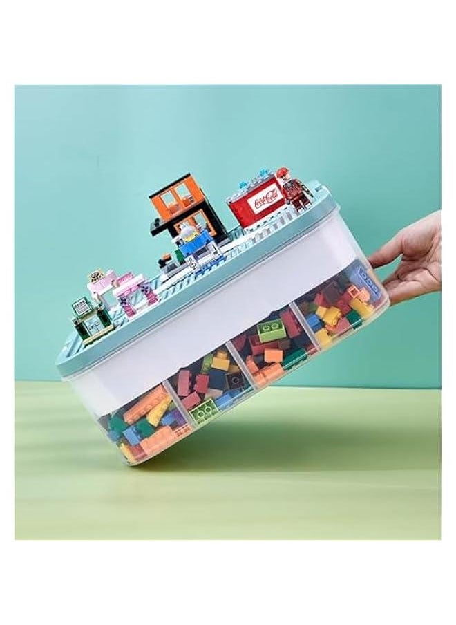 HOOKOR - Cube Toy Storage Organizer Bins with Lid for Lego,3 Layers Stackable Plastic Organizer Box Child Toy Containers with Bricks Baseplate Lids Craft Box for Building Blocks Puzzle Board Game Chest - Image 1