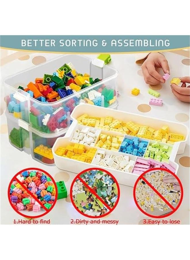 HOOKOR - Cube Toy Storage Organizer Bins with Lid for Lego,3 Layers Stackable Plastic Organizer Box Child Toy Containers with Bricks Baseplate Lids Craft Box for Building Blocks Puzzle Board Game Chest - Image 1
