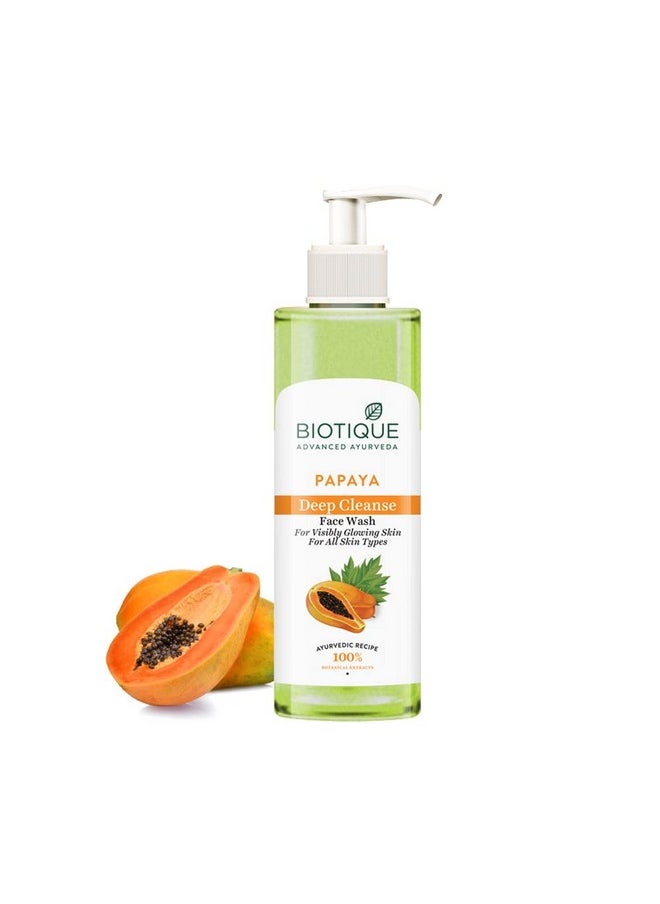 Biotique Papaya Deep Cleanse Face Wash | Gentle Exfoliation | Visibly Glowing Skin | 100% Botanical Extracts| Suitable For All Skin Types | 200Ml  - Image 1
