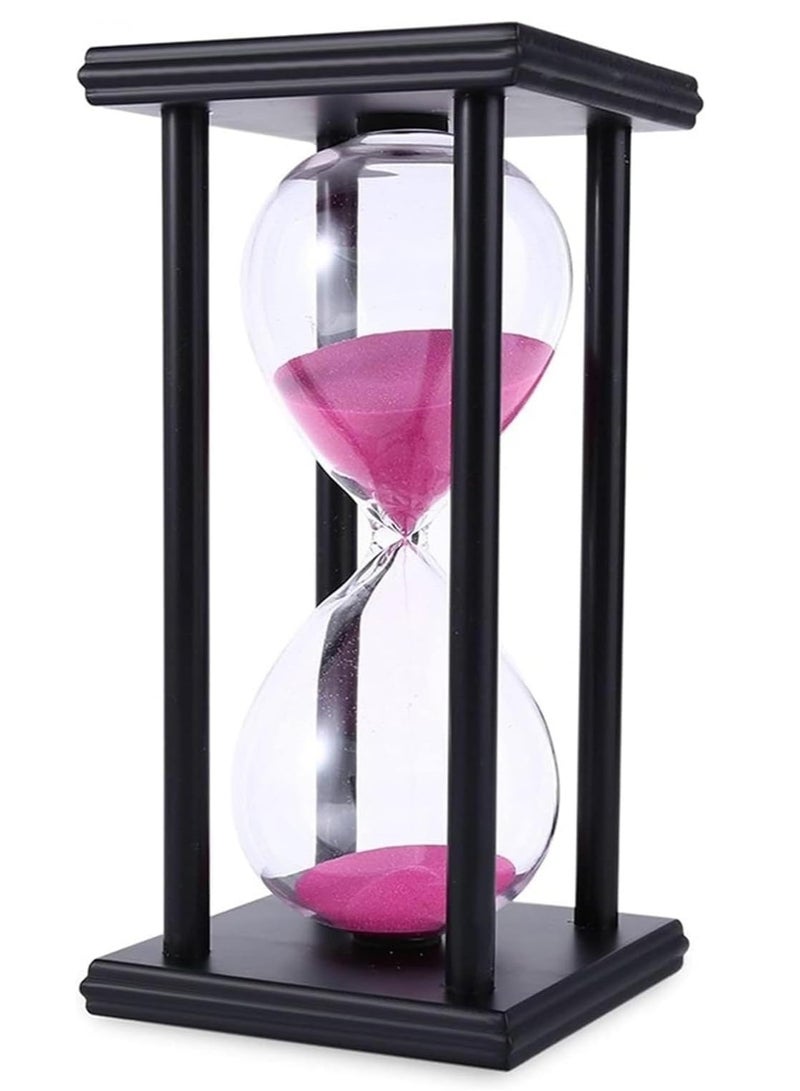 Rubik Hourglass 30 Minutes, Sand Timer Sandglass Creative Vintage Clock Timer Hour glass for Kitchen Home Office Classroom Decoration (Black/Pink, 30 min) 