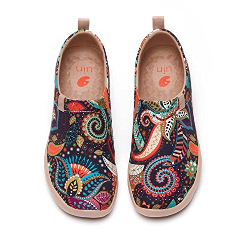UIN Women's Art Painted Travel Shoes Slip On Canvas Casual Loafers Lightweight Comfort Fashion Sneaker Wonder Mandala (8) - Image 1