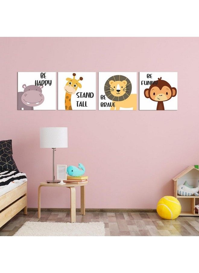 Paper Plane Design - Cartoon Wall Decor For Kids Bedroom Decor Nursery Pre School Decor Set Of 4 Size 8 X 8Inch (B) - Image 1