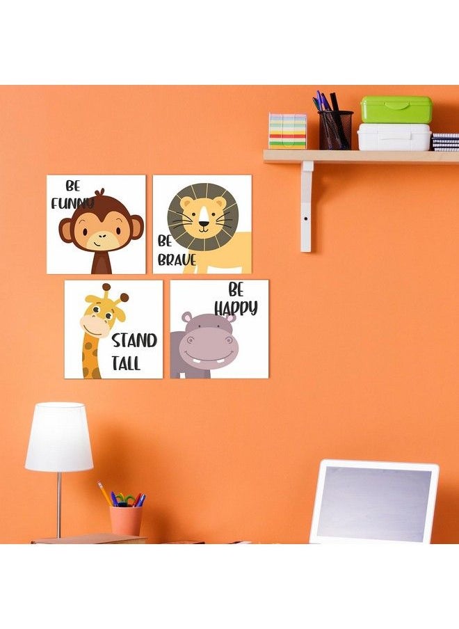 Paper Plane Design - Cartoon Wall Decor For Kids Bedroom Decor Nursery Pre School Decor Set Of 4 Size 8 X 8Inch (B) - Image 1