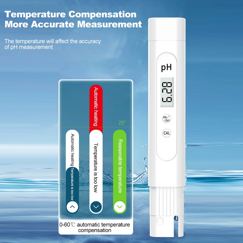 PH Meter Acidimeter Tester LCD Display Digital Acidity Meter Multifunction PH Meter Water Quality Testing Meter Measurement Range 0.00~14.00PH Portable High Precision Automatic Calibration Tester Pen - Image 3