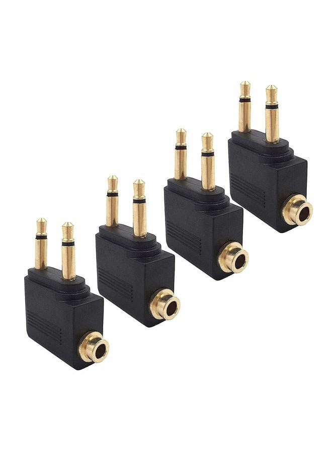 Valefod 4-Pack Airline Airplane Flight Adapters for Headphones, Golden Plated 3.5mm Jack - Image 1