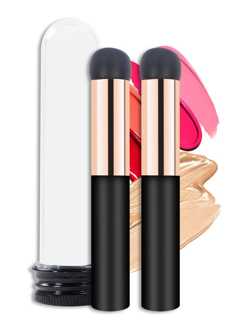 4pcs Silicone Lip Brush Round Head, Makeup Brush, Soft Silicone Brush Reusable Lipstick Applicator with Dust Cap, Halo Staining Brushes for Lip Balm, Lipstick, Lip Gloss, Concealer - Image 1