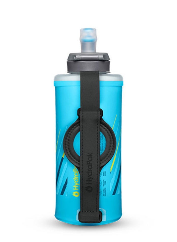 Hydrapak SkyFlask Speed 350ml (Malibu Blue) – Handheld Soft Flask, SpeedFill Flip Cap, Ambidextrous Grip with Neoprene Thumb Loop, Adjustable Sweatproof Strap, 42mm Wide Opening, Lightweight Compressible Running Bottle - Image 2