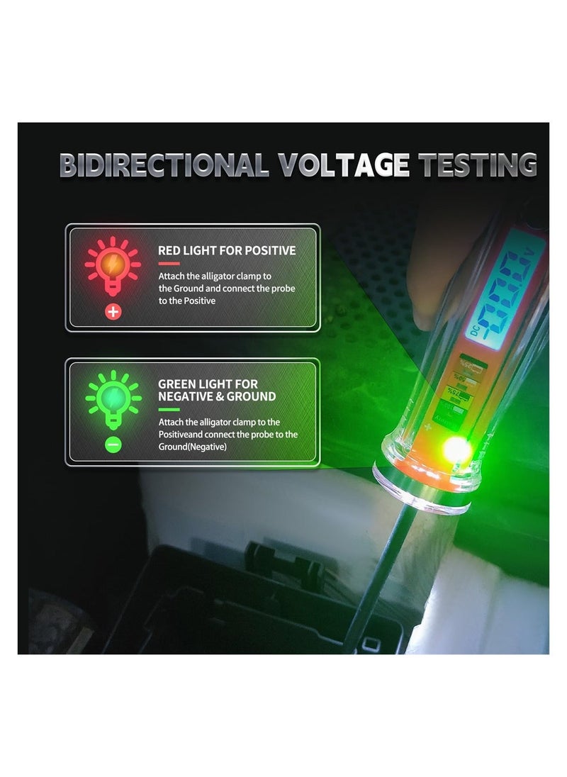 Loquat Automotive Test Light u0026 Battery Power Detector, 1-75V DC LCD Digital Circuit Tester with Illumination, Fuse Tester with Voltmeter, Electric Test Pen for Checking Car Fuses and Battery Voltage - Image 3