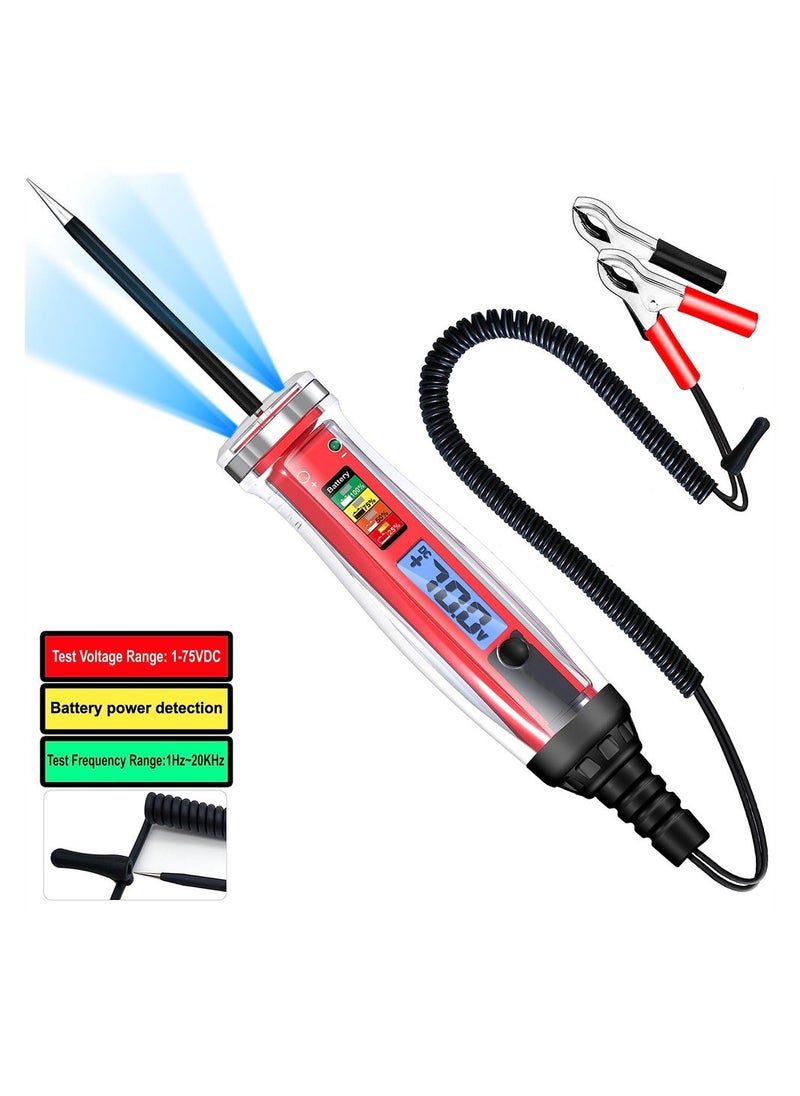 Loquat Automotive Test Light u0026 Battery Power Detector, 1-75V DC LCD Digital Circuit Tester with Illumination, Fuse Tester with Voltmeter, Electric Test Pen for Checking Car Fuses and Battery Voltage - Image 1