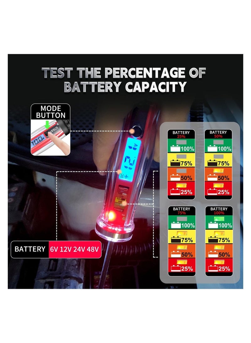 Loquat Automotive Test Light u0026 Battery Power Detector, 1-75V DC LCD Digital Circuit Tester with Illumination, Fuse Tester with Voltmeter, Electric Test Pen for Checking Car Fuses and Battery Voltage - Image 4
