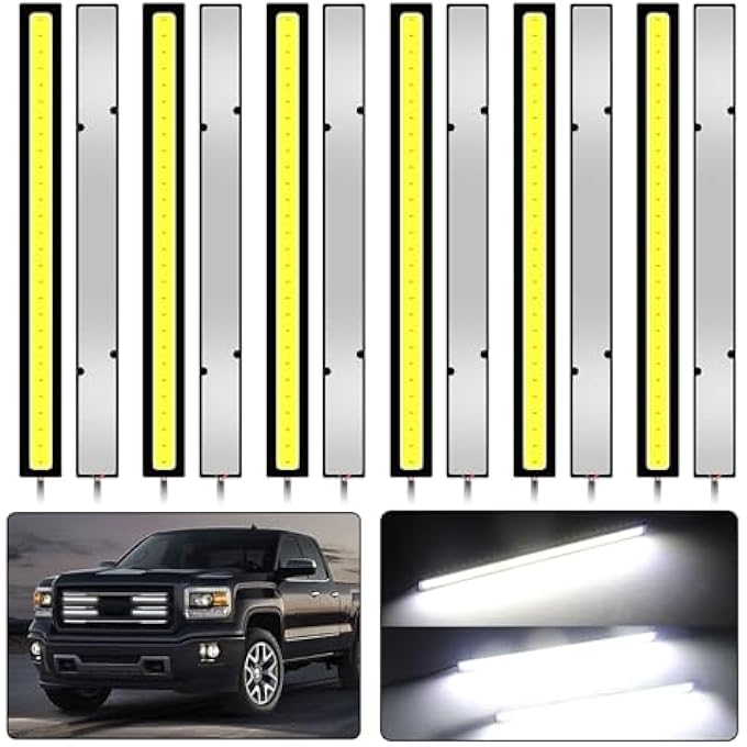 Khazna Daytime Running Light 12Pcs Car Exterior Led Strip Light Super Bright 12V Underglow Lights Universal Waterproof Running Lamp For Truck Boat Bike Motorcycles White - Image 1