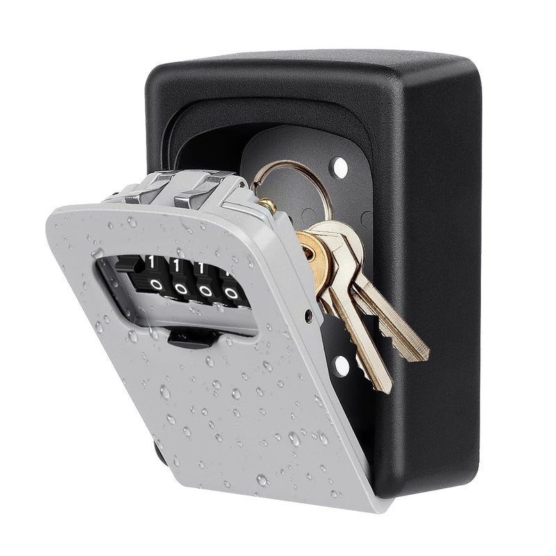 Khakhi Khakhi Metal Key Safe Combination Storage Box Outdoor Wall Mounted with Code Password Security Lock for House OutdoorBlackGrey 