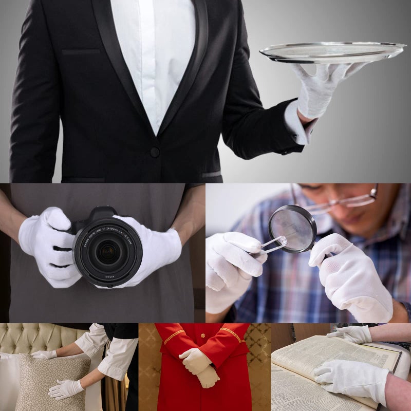 Enpoint 5 Pairs Archival Photo Gloves  White Large Work Gloves For Handling Art Working Photography Men & Womens Cloth Gloves Liners Bulk For Handling Jewelry  Film  Photo  Coin Metal Inspection - Image 3