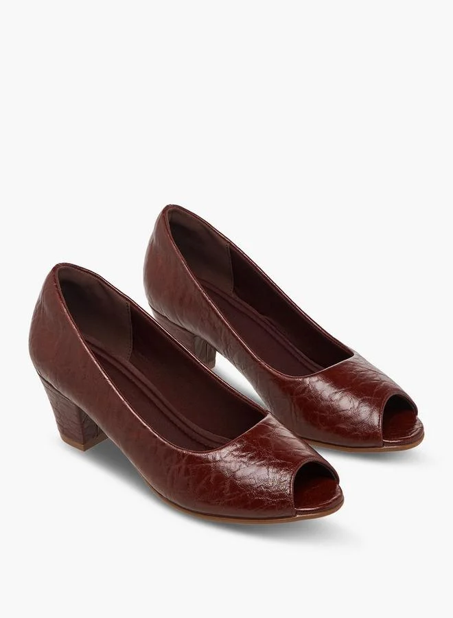 لو كونفورت Women Textured Slip-On Block Heel Shoes