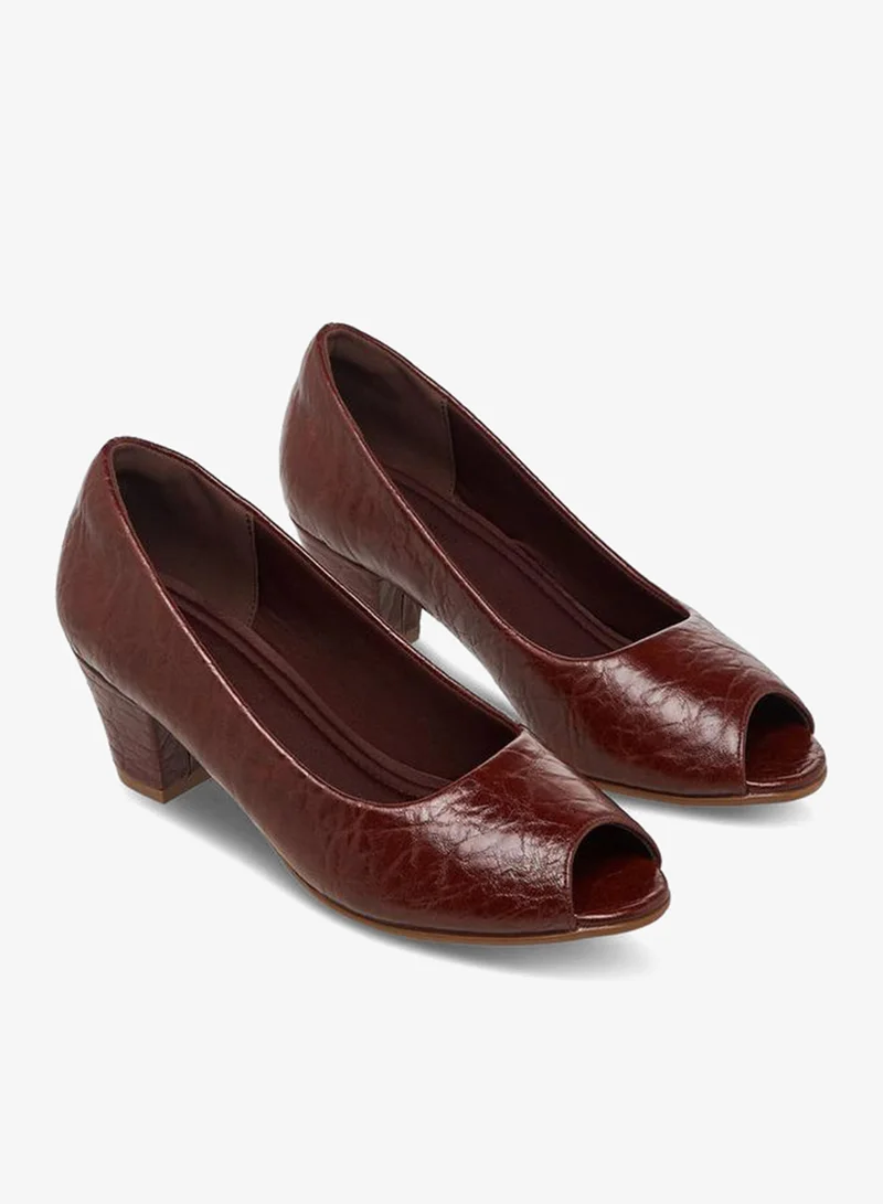 Le Confort Women Textured Slip-On Block Heel Shoes