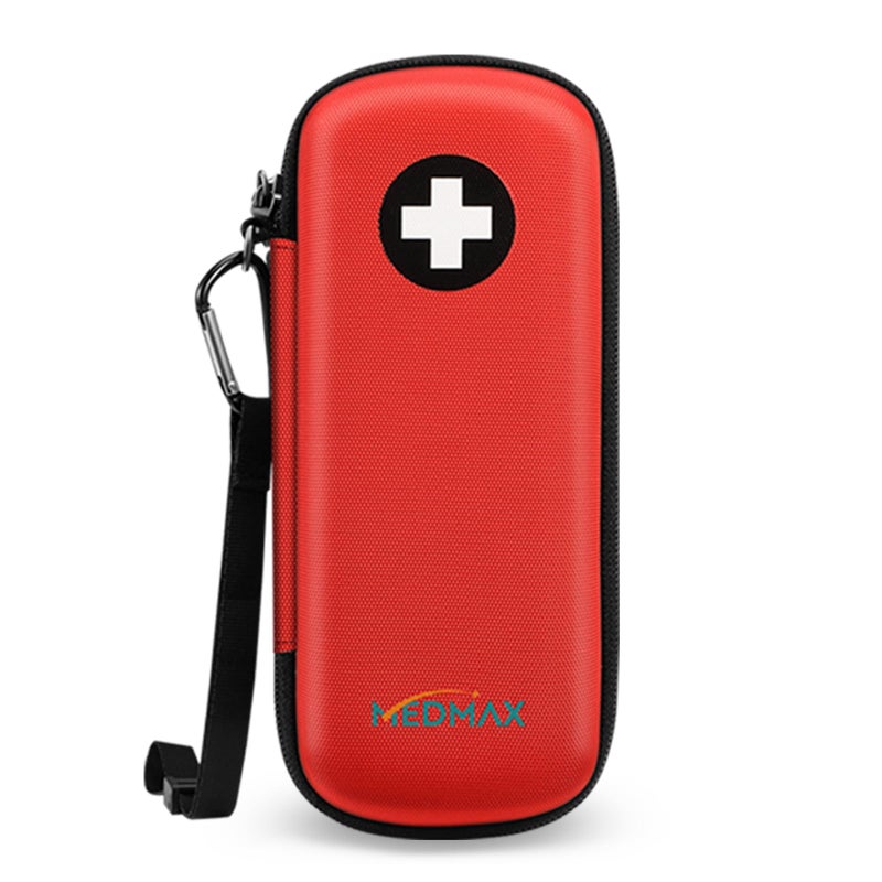 MEDMAX Epipen Medical Carrying Case, Hard Shell EVA Shock Absorption Travel Medication Organizer Bag Emergency Medical Pouch Holds 2 EpiPens, Asthma Inhaler, Auvi-Q, Allergy Medicine Essentials (Red) - Image 1