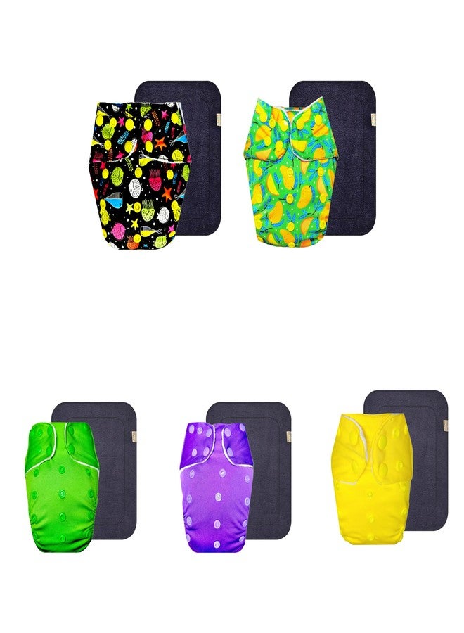 Dumbledo Premium Cloth Diaper with Black Insert (Pack of 5) | Soft & Gentle | Leakproof | Adjustable Snaps | Everyday Diapering Essential | 3 Months - 3 Years | Unisex Baby - Image 1