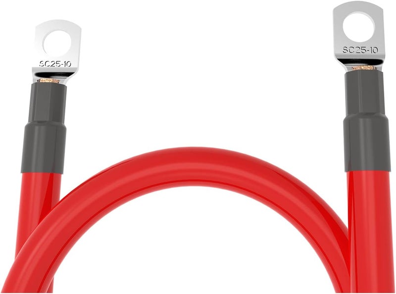4 AWG Gauge 3 FT Battery Wire Set Red + Black Pure Copper Power Inverter Cable (Positive & Negative) Terminal in 3/8'' Lug Connector for Automotive, Car, Truck, Motorcycle, Boat, RV (4AWG,40''/100cm) - Image 3