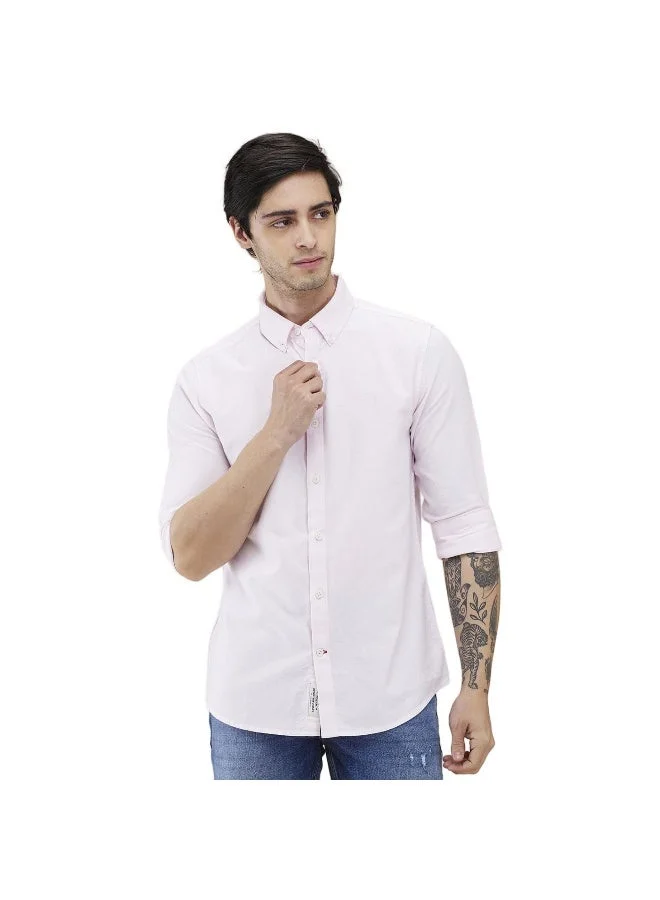 بيينغ هيومان Mens Light Pink Collared Long Sleeve Shirt
