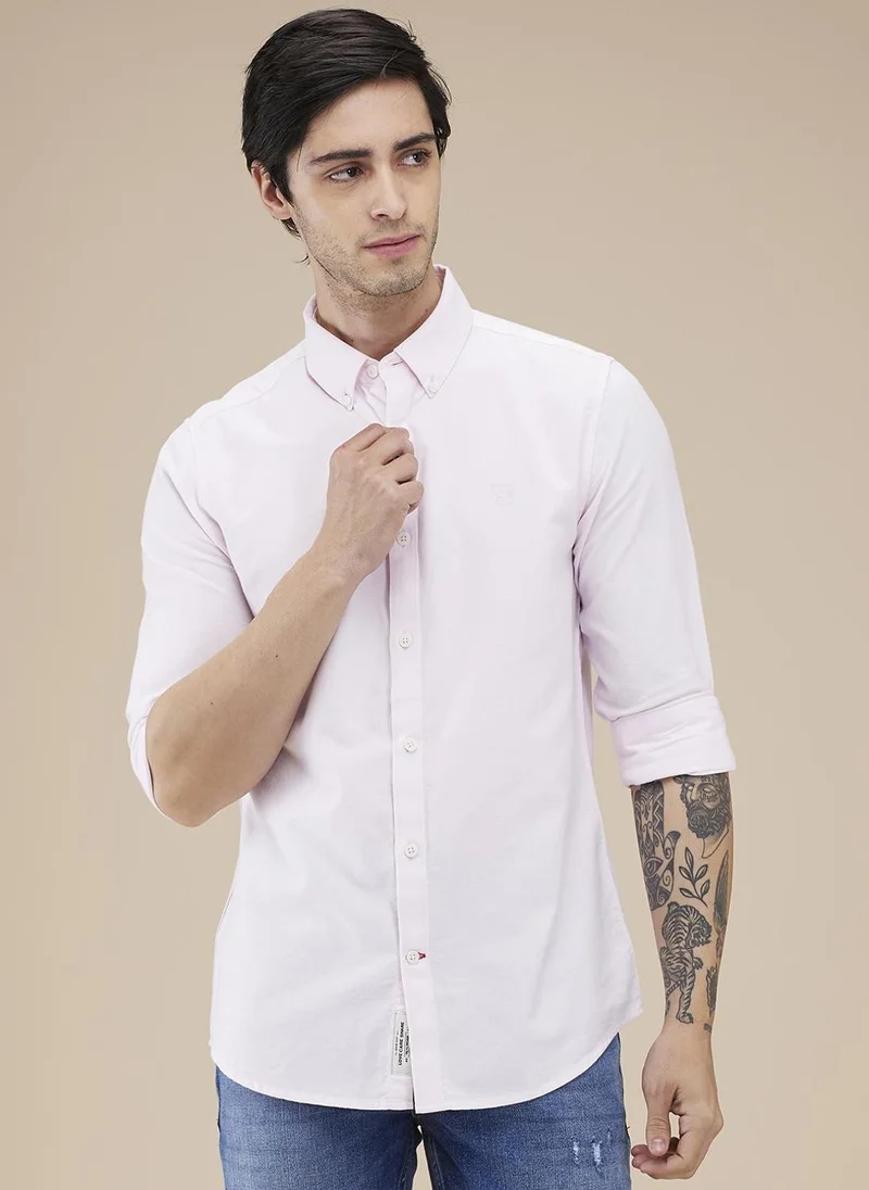 بيينغ هيومان Men Classic Button-Down Collar Solid Cotton Casual Shirt