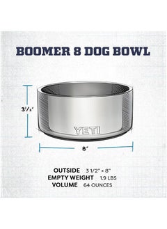 YETI Boomer 8, Stainless Steel, Non-Slip Dog Bowl, Holds 64 Ounces, Nordic Blue  - Image 5