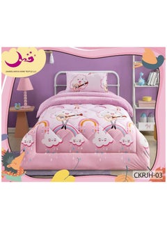 Hours Comforter Set Soft Velvet Winter Bedspread lined With fur With Children's Drawings, 3 pieces, Single size 