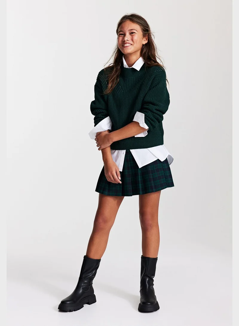 H&M Youth Essential Pleated Midi Skirt