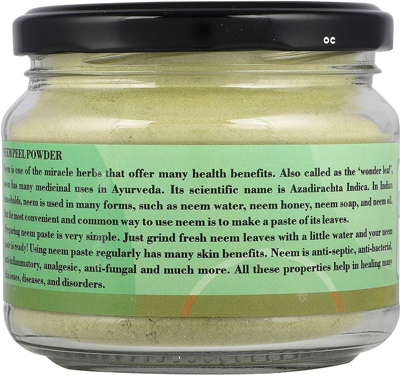 Go Organic Neem leaves powder for face, hair and body bath, food grade, 150 gm - Glass Storage - Image 4