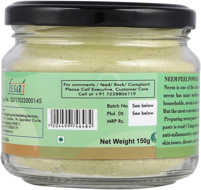 Go Organic Neem leaves powder for face, hair and body bath, food grade, 150 gm - Glass Storage - Image 5
