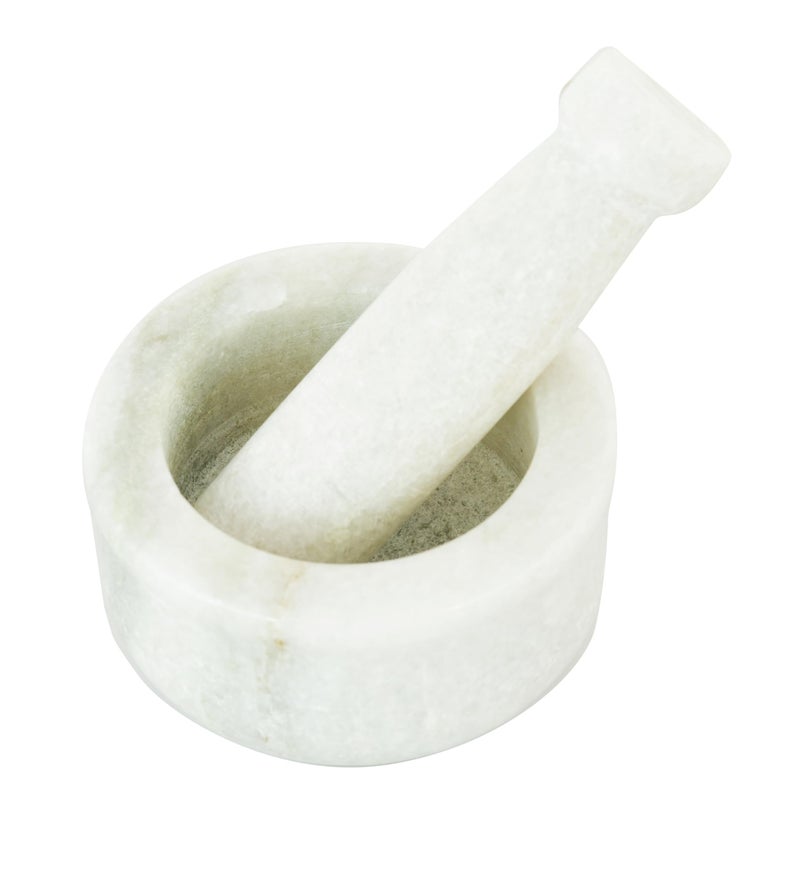 OGGN Mortar Pestle Set, Imam Dasta, Natural Stone Okhli, Spice Mixer Kharal, Kitchen Khalbatta Masher, Ginger Garlic Crusher, Masala Kutni for Cooking (White Okhali - Large) - Image 5