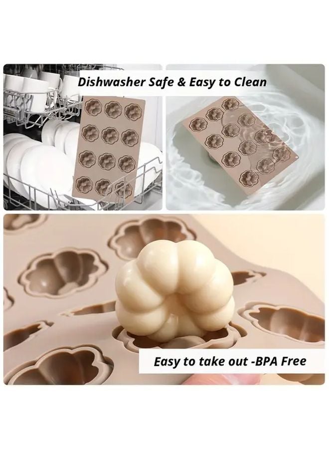 Brown 12 Cavity Fruit Cake Mold Non Stick Silicone Oven Dishwasher Safe - Image 4