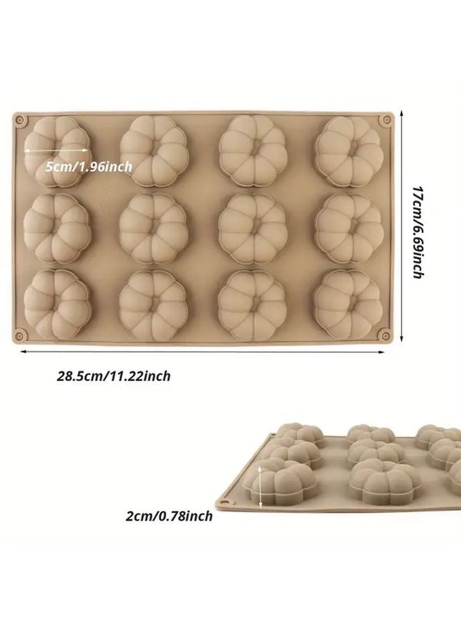 Brown 12 Cavity Fruit Cake Mold Non Stick Silicone Oven Dishwasher Safe - Image 3