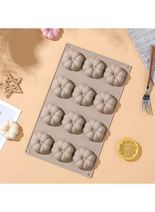Brown 12 Cavity Fruit Cake Mold Non Stick Silicone Oven Dishwasher Safe - Image 2